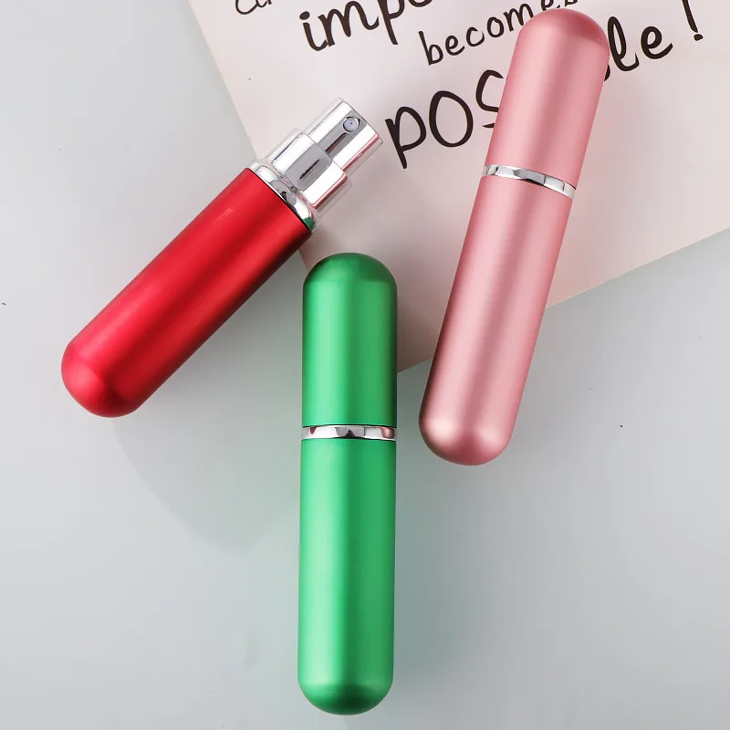 Mini botella de Perfume portátil de 5ml, atomizador en aerosol de aluminio para viaje, pulverizador atomizador de Perfume de Metal vacío, 1 ud.