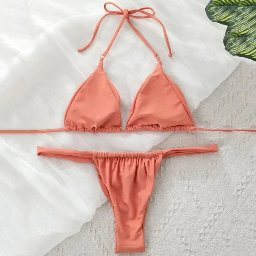 Kobiety Bikini Set Low-cut Pleated Push Up Backless sexy hot girls Bikini Set Lace Up High Waist Halter Neck Strój kąpielowy Stroje kąpielowe