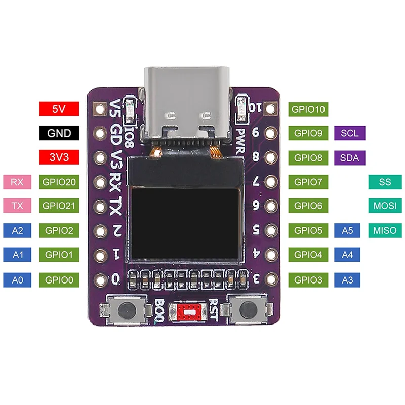 Aokin ESP32-C3 Development Board With 0.42 Inch OLED Module Ceramic Antenna Wifi Bluetooth ESP32 Supermini Development Board