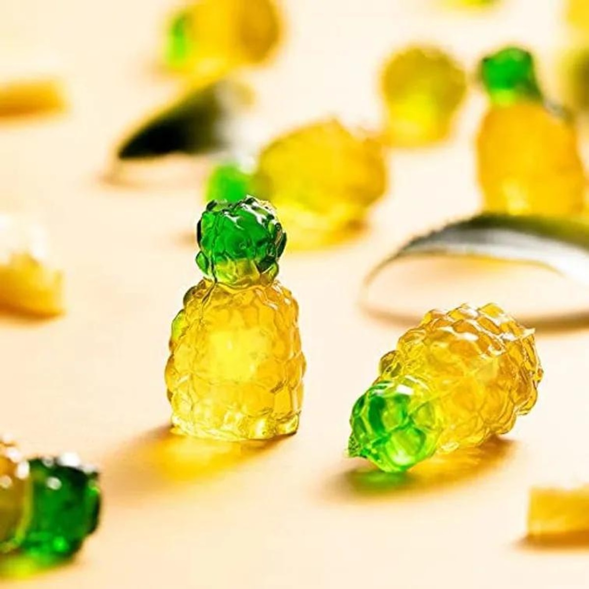 [10Packs] Amos 4D Fruit  Jelly Gummy Candy Juicy Burst Pineapple Gluten-Free 2.29 oz*10Packs