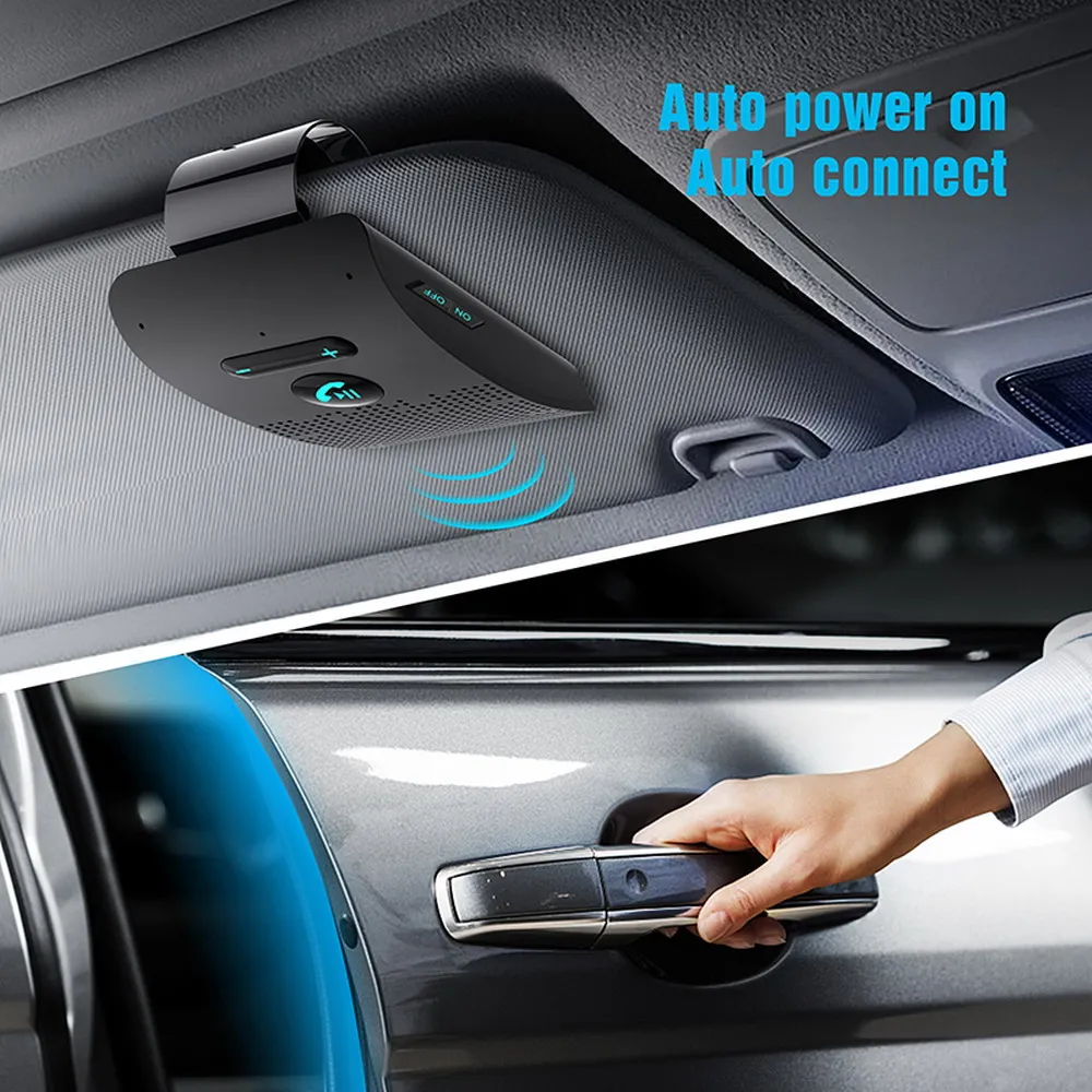 Loa Bluetooth Cầm Tay Xe Hơi Áo Chống Nắng Tôn Kẹp Thiết Bị Nhận Tín Hiệu Âm Thanh Không Dây Loa Nghe Nhạc Micro Kép