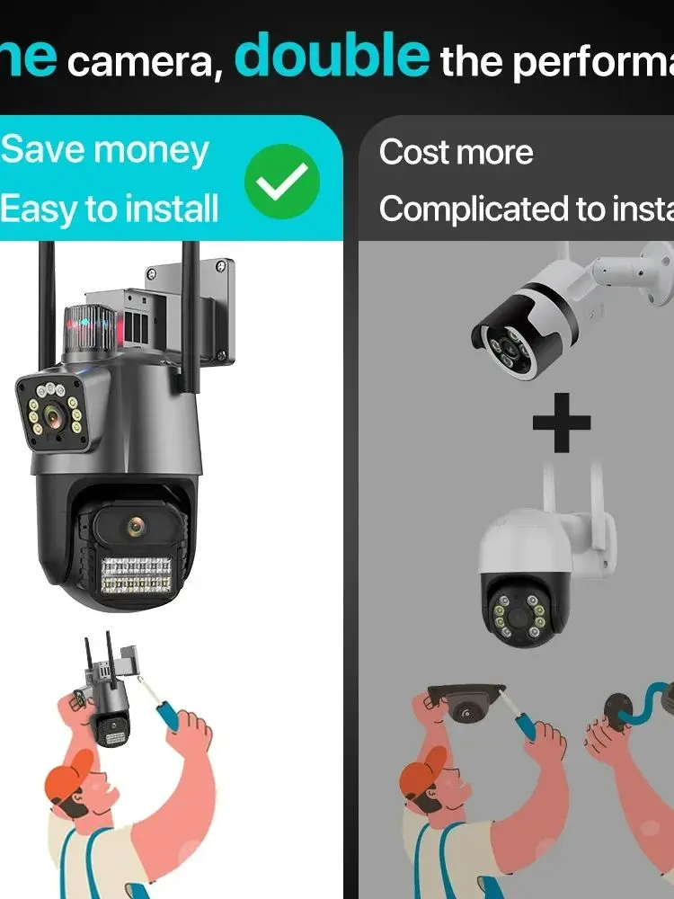 Outdoor Wireless 6K 8MP WiFi Security Camera ICSee Smart Three Lens 8X Zoom PTZ Video Surveillance IP Camera CCTV Auto Tracking