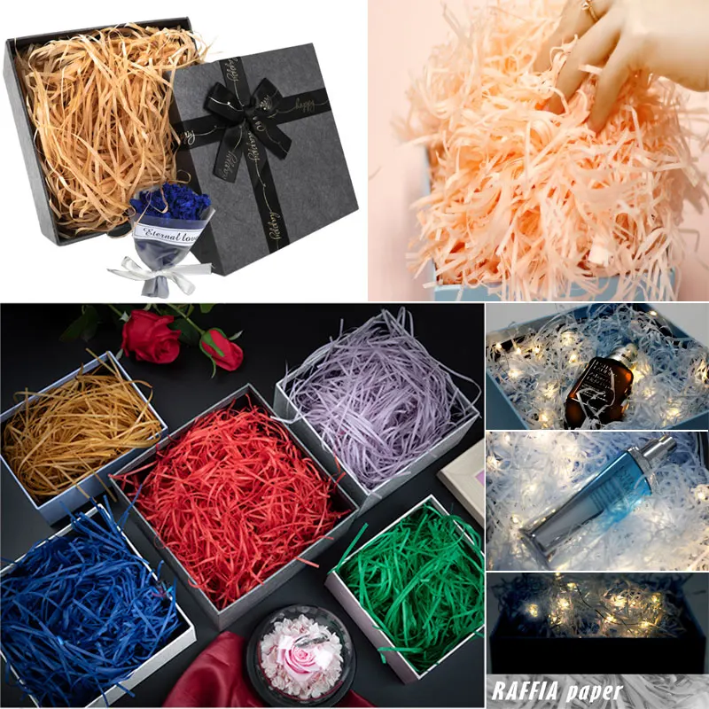 20/50g หลากสีหั่น Crinkle กระดาษ Strands หั่น Crinkle Confetti DIY ของขวัญกล่องบรรจุงานแต่งงานตกแต่งคริสต์มาส