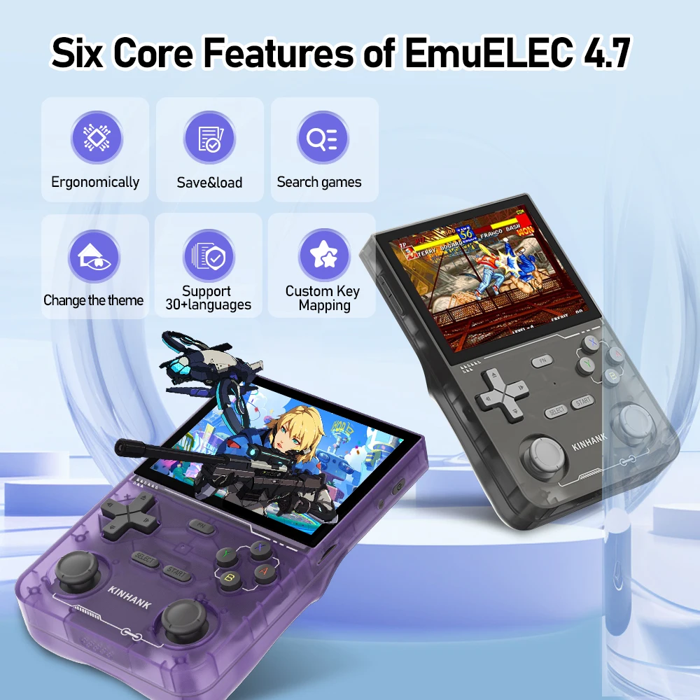 KINHANK Open Source K36 Handheld Game Console 16000 Games Emulator for PS1/PSP/DC/N64/SS 500nit 3.5 Inch IPS Screen