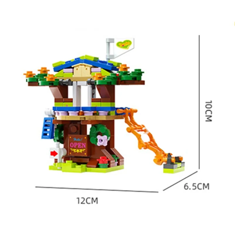 6in1 NIEUWE Boomhut Boomhut Blokken Meisjes Kasteel Kamer Klimglijbaan Klassiek Model Bouwstenen Sets Bakstenen Kid Gift Speelgoed Stad