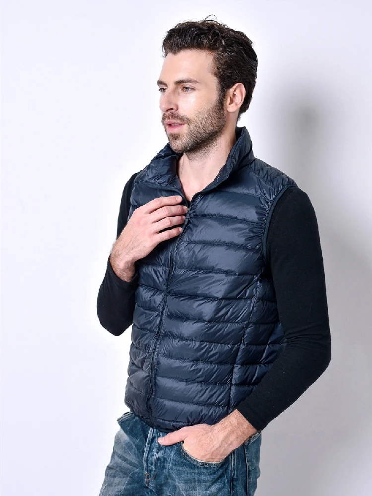 Herren ärmellose Puffer jacken 2023 neue Herbst Winter weiße Enten daunen halten warm leichte packbare Daunen westen