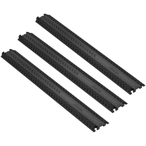 3-teiliges Set 1-Kanal-Kabel Schutzrampe TPR 100x13x2cm, 907kg Befestigungsfähigkeit, Anti-Rutsch, ideal für Parkplätze und Überfahrten