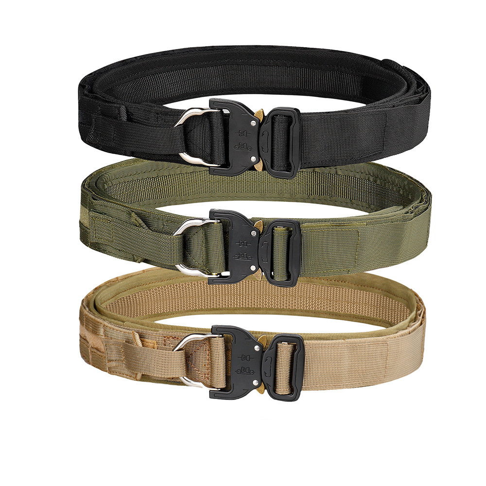 Cool Military Tactical Belt for Men Work Outdoor Hiking Heavy Duty Quick Release Nylon Web Rigger Belt with Inner and Outer