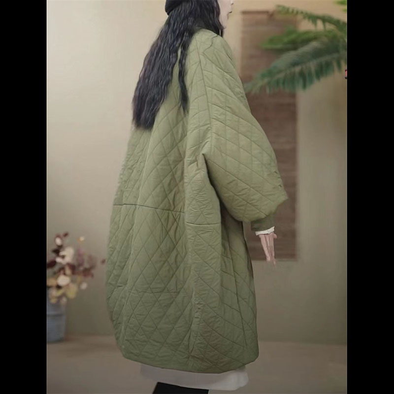 ขนาดใหญ่เพชรลายสก๊อตลงเสื้อแจ็คเก็ตผ้าฝ้าย 2025 ผู้หญิงยุโรปเสื้อยาวเสื้อแจ็คเก็ตผ้าฝ้ายน้ําหนักเบาฤดูหนาว Parka เสื้อใหม่หญิง