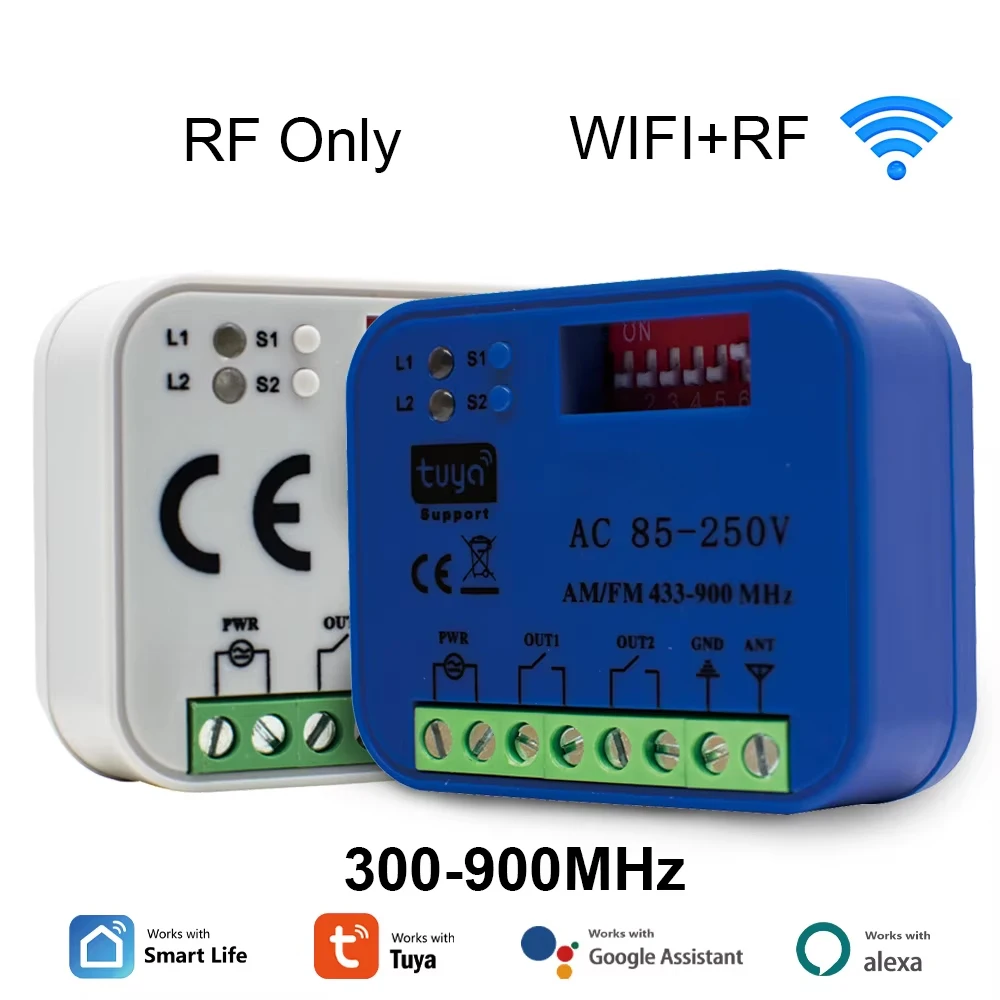 Abridor de puerta de garaje, 2 canales, 433-868MHz, WIFI, aplicación Tuya Smartlife, receptor de Control remoto, controlador, interruptor de encendido y apagado inteligente