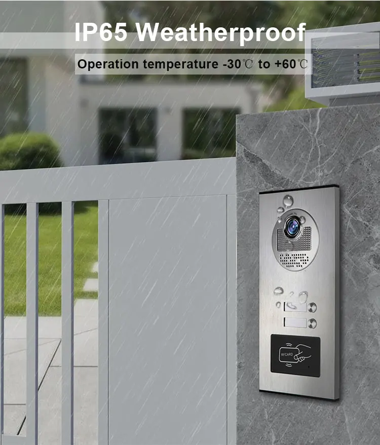Campainha Video Intercom com Desbloqueio De Cartão RFID, Campainha De Vídeo, Multi Apartamento, 4 Com Fio, 2 Unidade, 7"