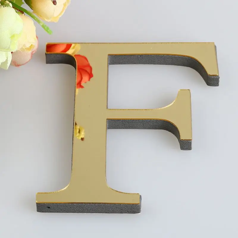 20CM 3D Gương Chữ Dán Tường Cho Logo Tên Trang Trí Nhà Vàng Bảng Chữ Cái Cưới Tình Yêu Chữ Cái Tiếng Anh Trang Trí Maison