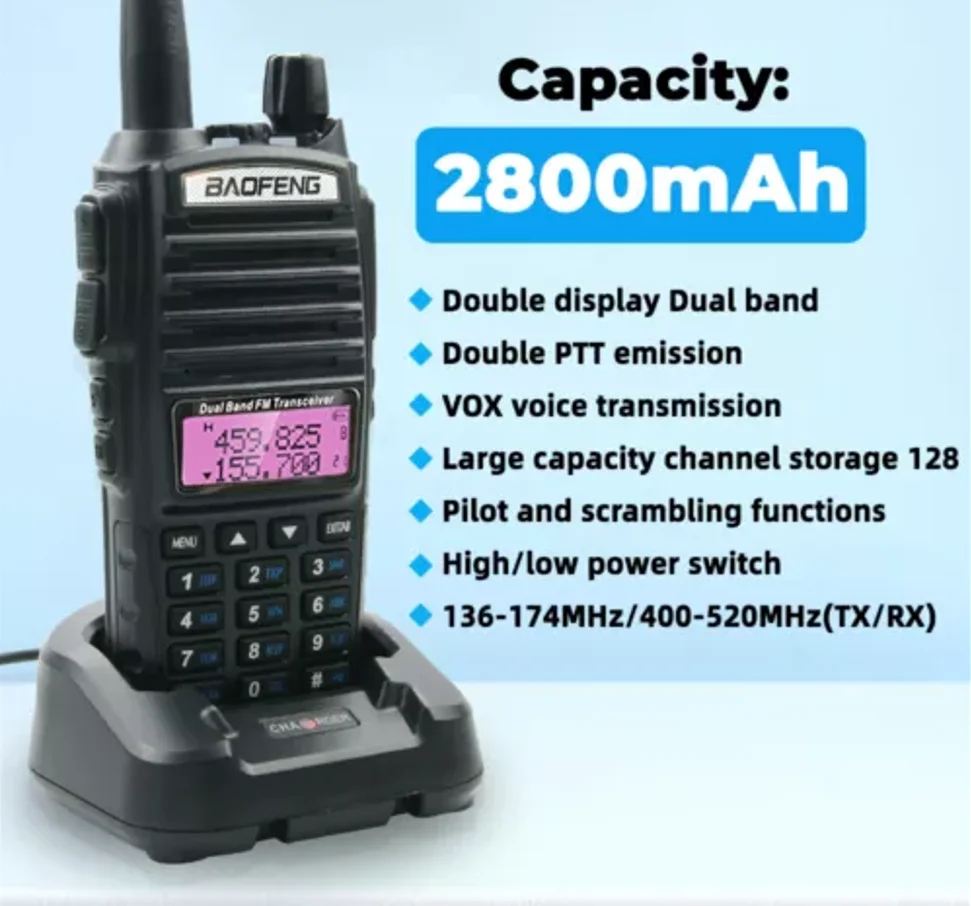 BaoFeng UV-82 Real 8W Walkie Talkie Dual Band VHF/UHF Two-Way Radios 2800mAh