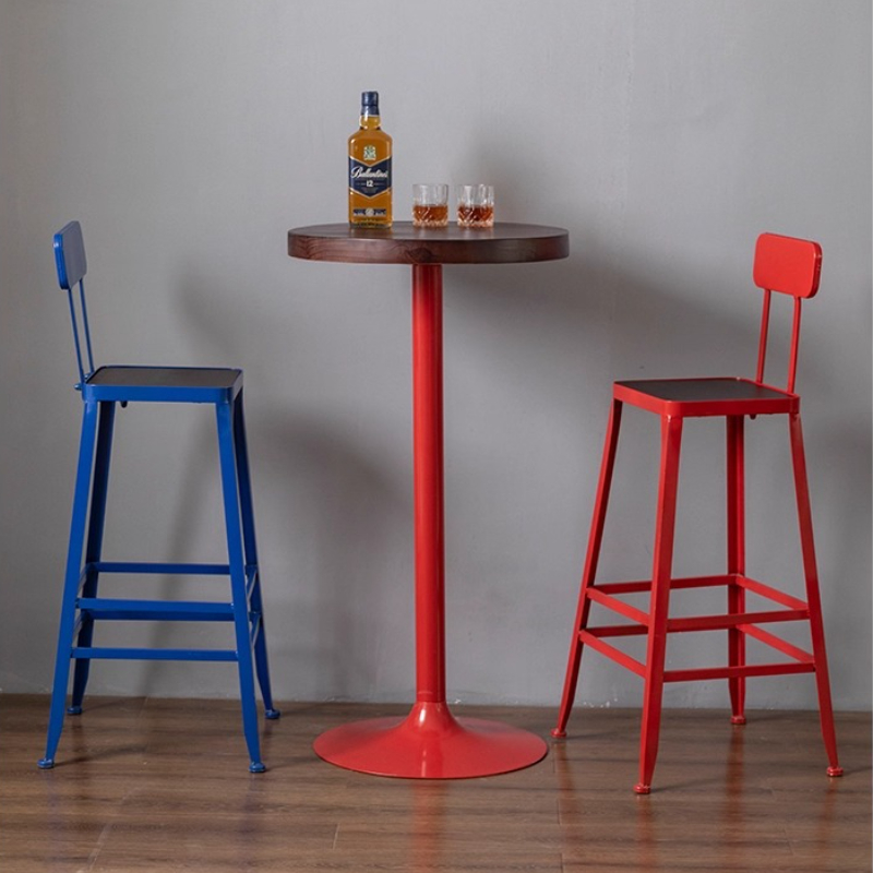 Vintage Industrial Bar Stools Iron Counter Height Chair with Backrest Modern Dining Chairs for Kitchen Minimalist Home Furniture