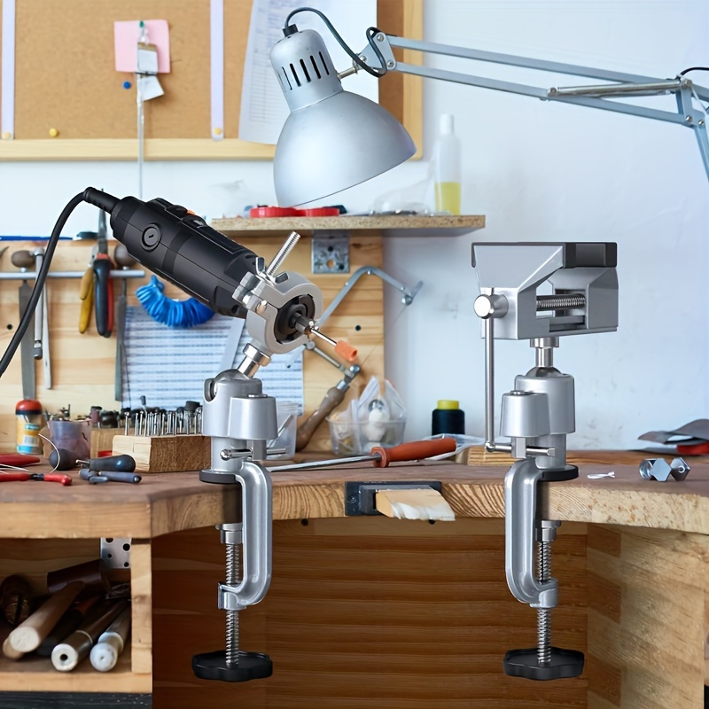 Étau de banc rotatif 360 °   Support de meuleuse réglable pour projets de perçage de bijoux en bois et métal, mécanisme de serrage en métal