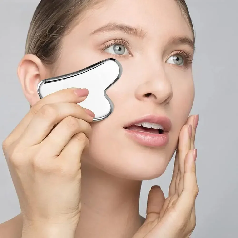 Gua Sha 보드 하트 모양 스테인레스 스틸 근육 마사지 조직 치료 스크래핑 플레이트 혈액 순환 촉진 신체 이완