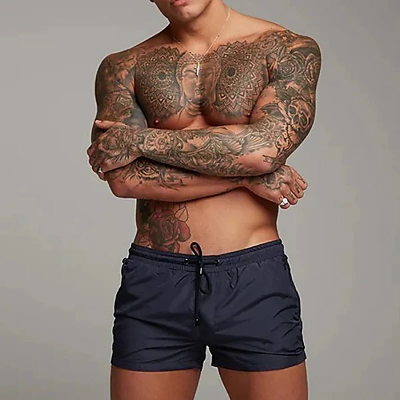Herren-Badehose mit Reißverschlusstaschen, Netzfutter, Sommer-Strand-Boardshorts, schnell trocknend, zum Schwimmen, Badeanzug, Badebekleidung