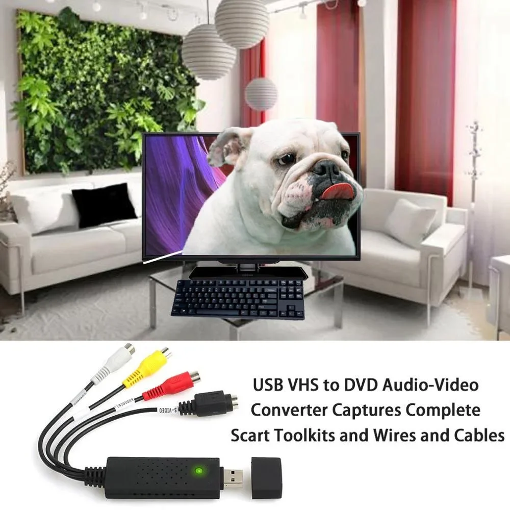 Placa de vídeo usb2.0 vhs para dvd conversor converter vídeo analógico para formato digital iptv áudio vídeo game vhs gravação placa de captura