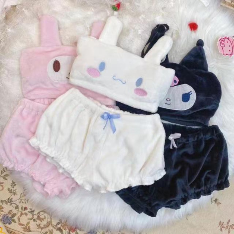 Sanrio Kuromi Cinnamoroll, пижама с милой собакой корицей, милая кавайная мультяшная анимация, плюс бархатный комплект нижнего белья, топ-труба на подтяжках