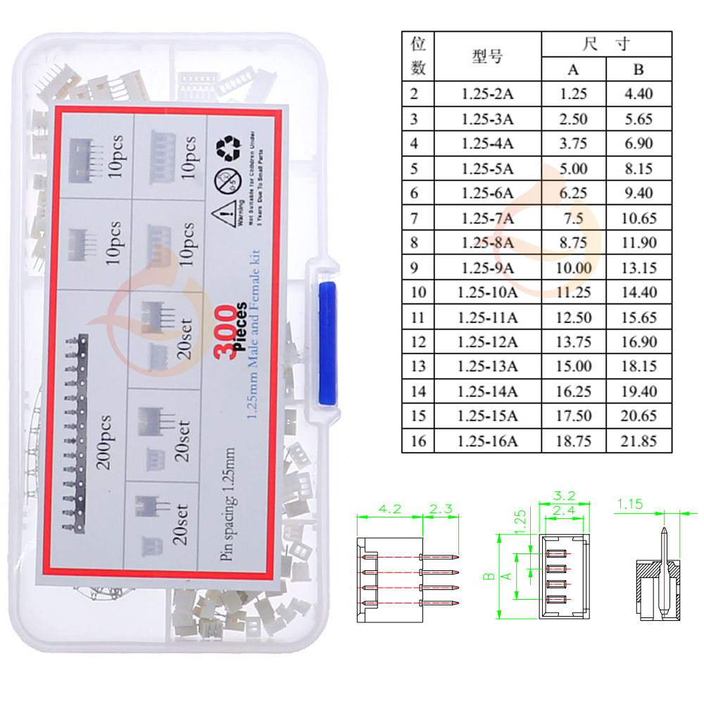 1,25mm PH2.0mm XH2.54mm MX3.0mm VH3.96mm Terminal de paso macho hembra Pin sm Dupont Kit de conector
