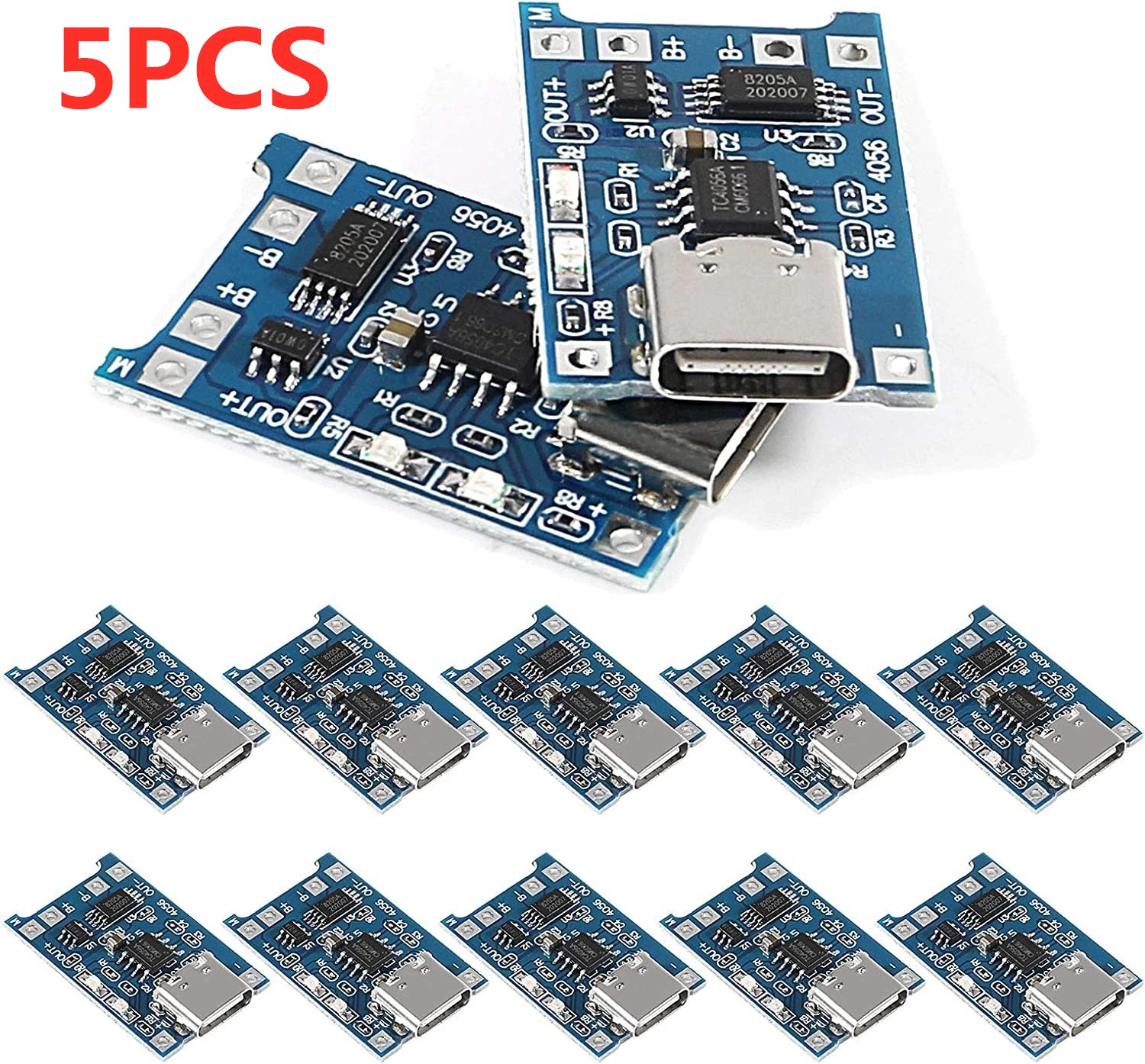 2/5 Uds tipo c Micro USB 5V 1A 18650 TP4056 módulo de cargador de batería de litio placa de carga con protección funciones duales 1A