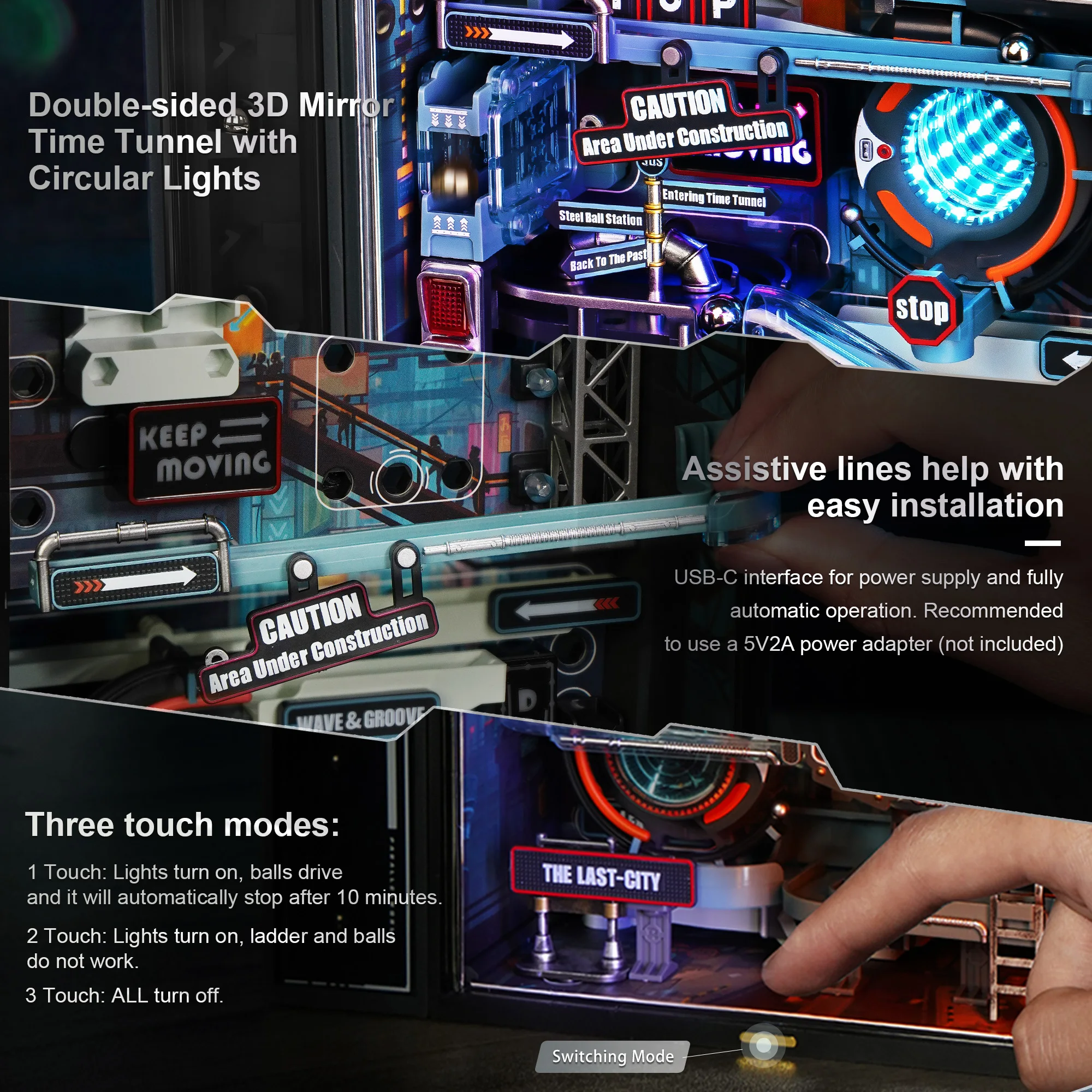 Robotime Rokr The Last City-mármol futurista Run Cyberpunk regalo para hombres modelo de rompecabezas 3D decoración de juegos automática