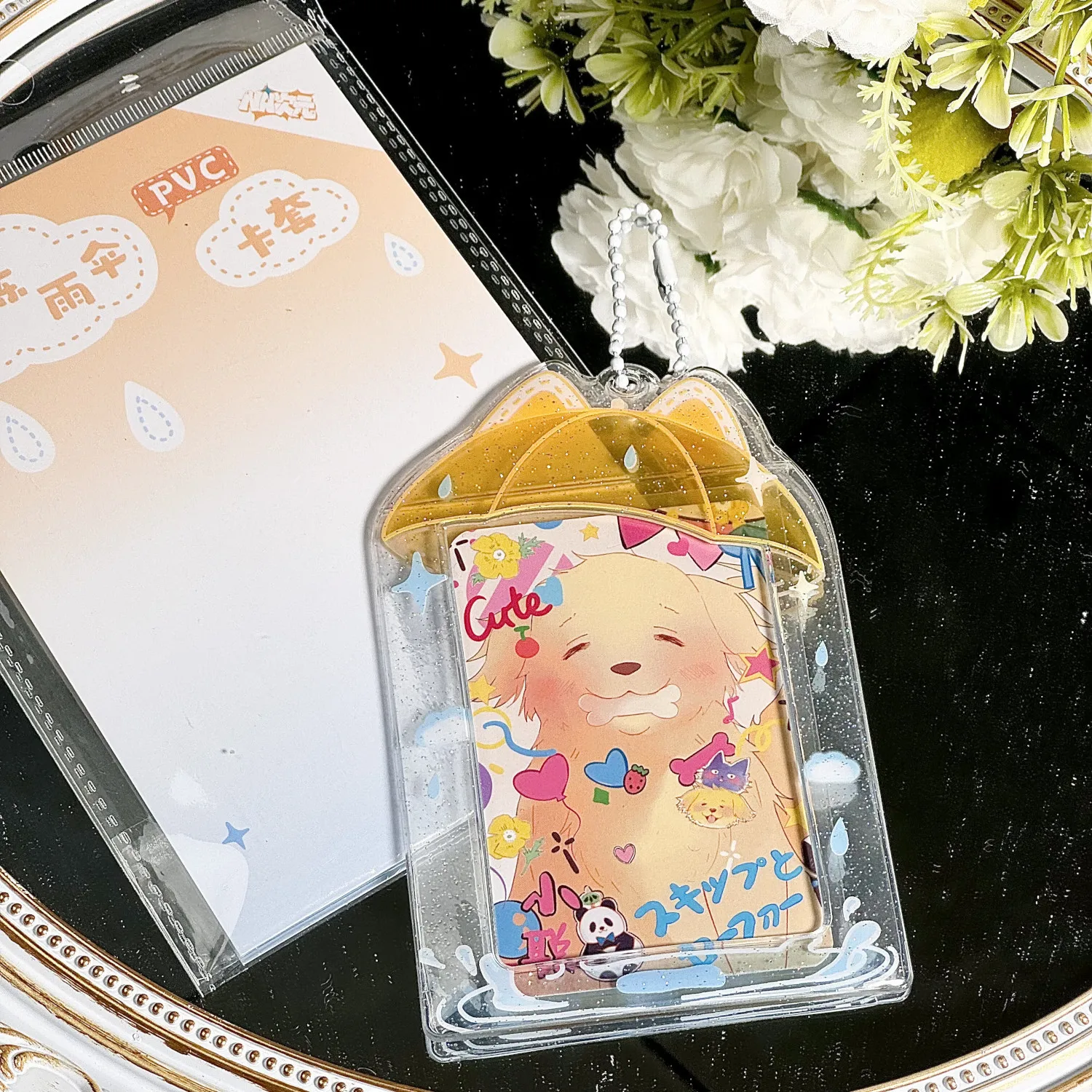 Kpop Photocard Holder with Keychain Y2K Photo Card Sleeves ID Badge Holder Card Protector