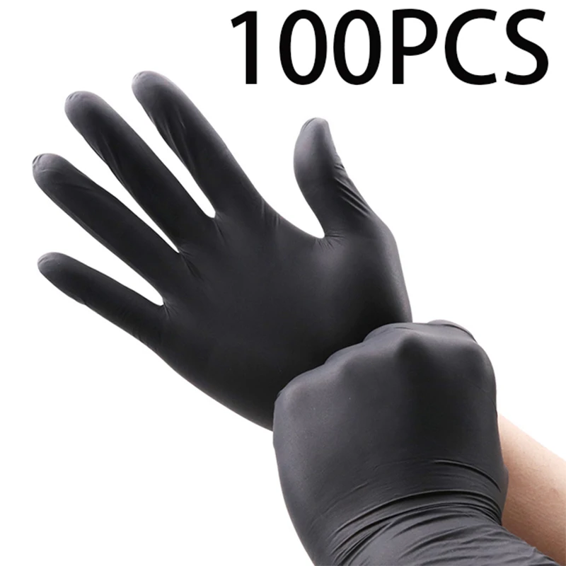Paquete de 100 guantes desechables de nitrilo negro para limpieza del hogar, herramientas de seguridad para el trabajo, guantes de jardinería, herramientas de cocina Tatto