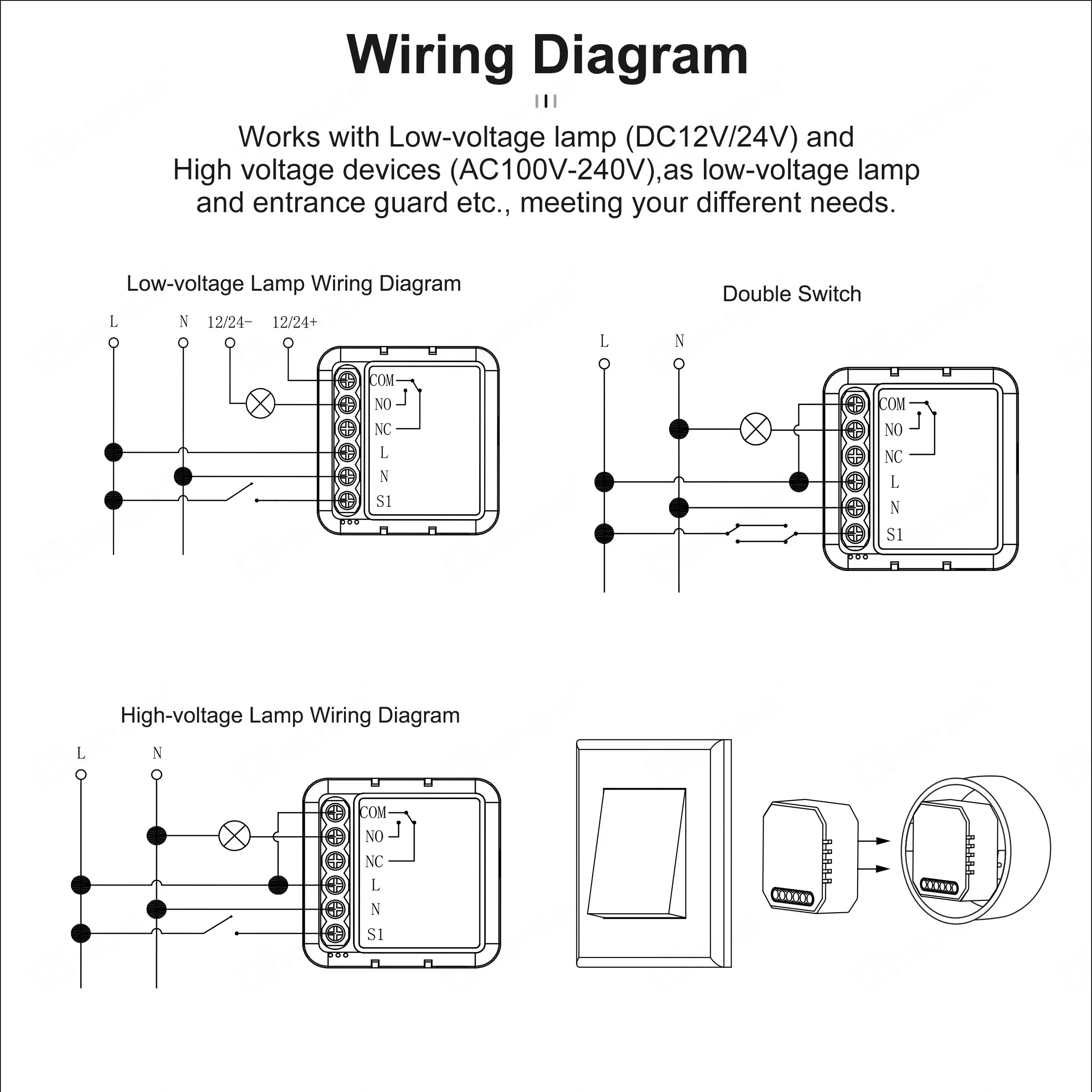 GIRIER Tuya módulo de interruptor inteligente ZigBee 5A contacto seco relé de interruptor Universal DC 12/24V AC 100-240V funciona con Google Home Alexa