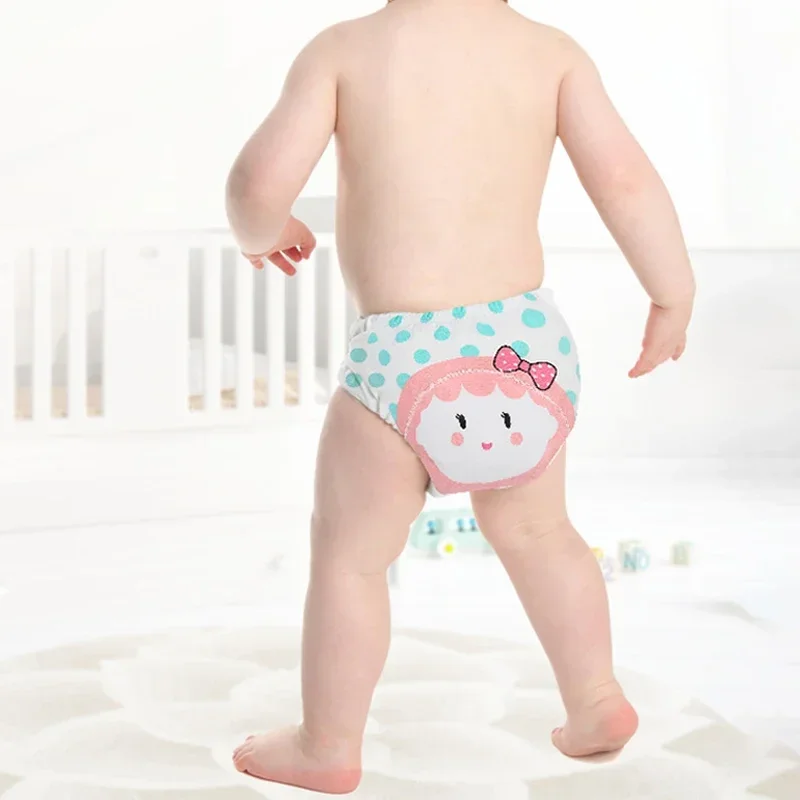 ผ้าอ้อมเด็ก8ชิ้น celana Training ที่รองปัสสาวะผ้าคอตตอนกางเกงขาสั้นผ้าอ้อมเด็กงดผ้าอ้อม