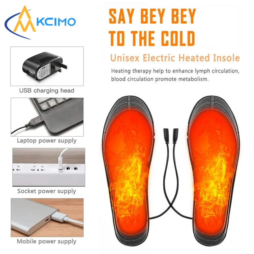 Palmilhas aquecidas recarregáveis USB aquecedores de sapatos elétricos croppable com para esqui de inverno caminhadas tamanho 35-46 ﻿
