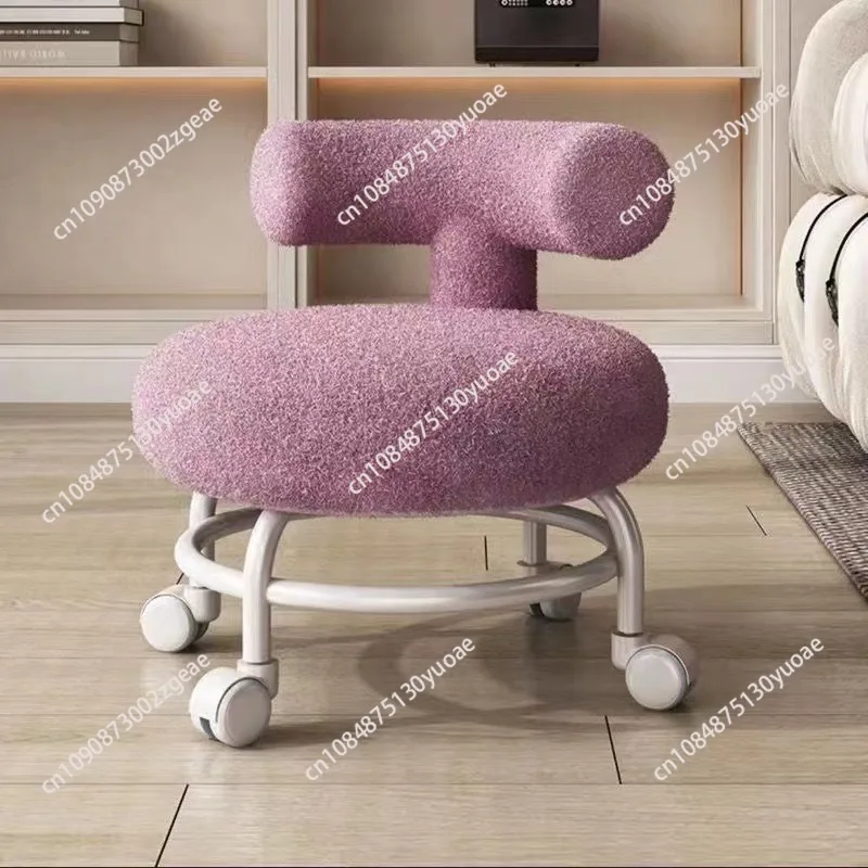 Professional Barber Chairs for Hairdressing, Household Pulley Low Stool with Baby, Lamb Wool Roller Low Stool
