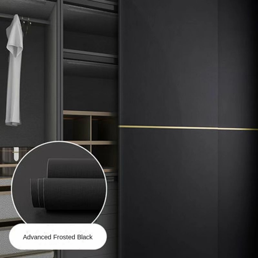 Matte Black Waterproof Thick Vinyl Self Adhesive Wallpaper Muebles Renovation Oil Proof Kitchen Cabinets Armoire PVC Stickers