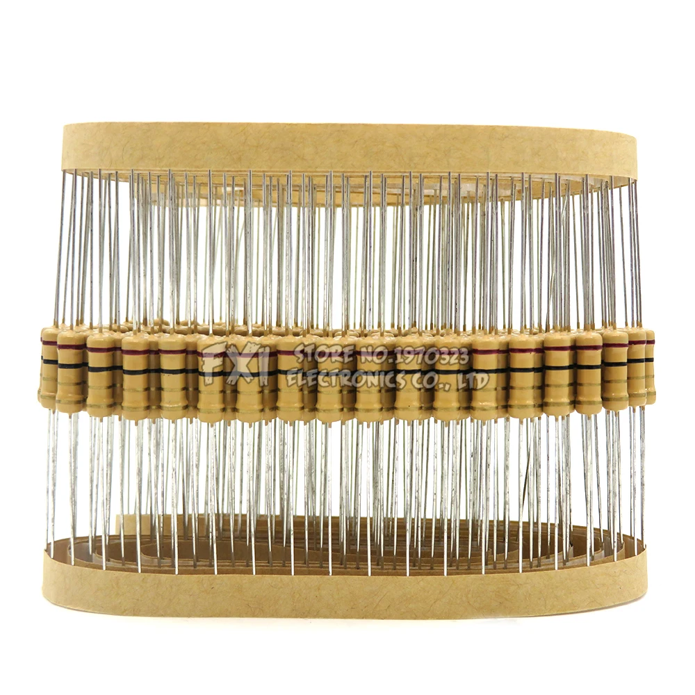 Resistencias de película de carbono, 1W, 5%, 1R-10M, 10R, 47R, 100R, 220R, 1K, 10K, 4K7, 100K, 560K, 1M, 3M3 ohm, resistencia de anillo de Color ibuw, 200K, 20 unidades