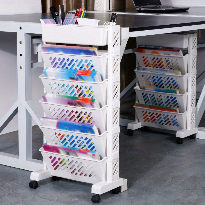 Organizador móvel de plástico com rodas |     Prateleira multicamadas para livros/escritório/sala de aula