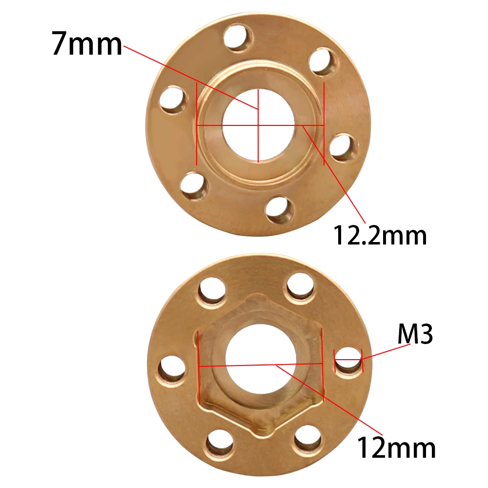 ทองเหลืองน้ําหนัก 12 มม.ล้อ Hex Hub ขยายอะแดปเตอร์สําหรับ 1/10 RC Crawler 1.9 2.2 นิ้วล้อขอบ Axial SCX10 TRX4 Counterweight