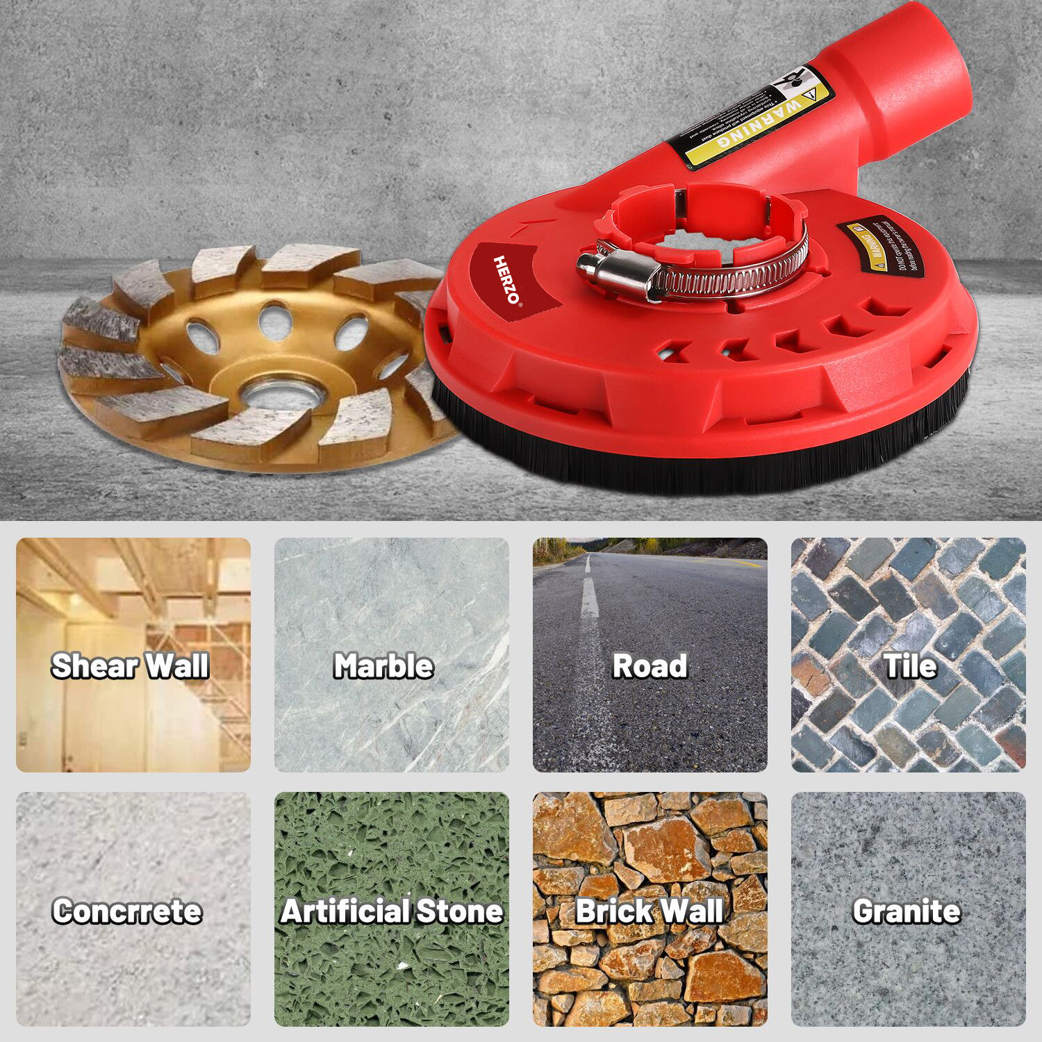 HERZO 125 ミリメートル 4/5 インチダストシュラウド研削カバーダストレスツールグラインダー用ブラシリング電動工具アタッチメント