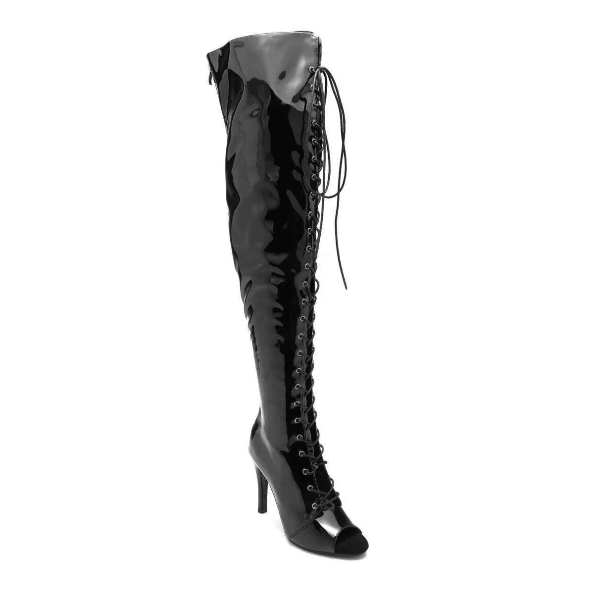 Botas largas por encima de la rodilla de tacón alto para mujer, botas con cordones, zapatos de mujer, botines de baile latino al aire libre de talla grande