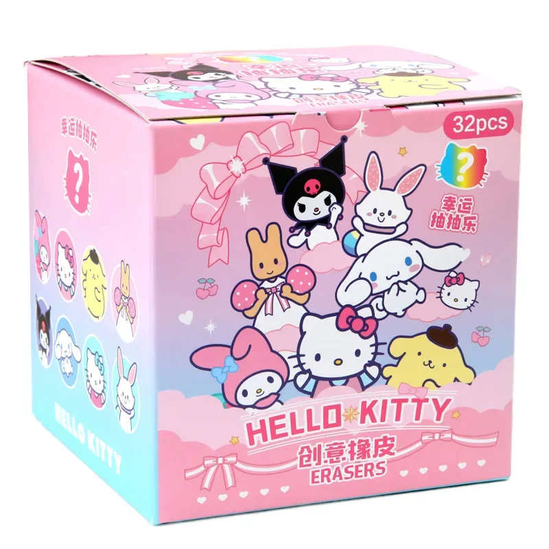 Sanrio 16/32pcs 지우개 Kawaii 학생 문구 Kuromi 헬로 키티 만화 3D 지우개 청소 도구 학교 어린이 선물