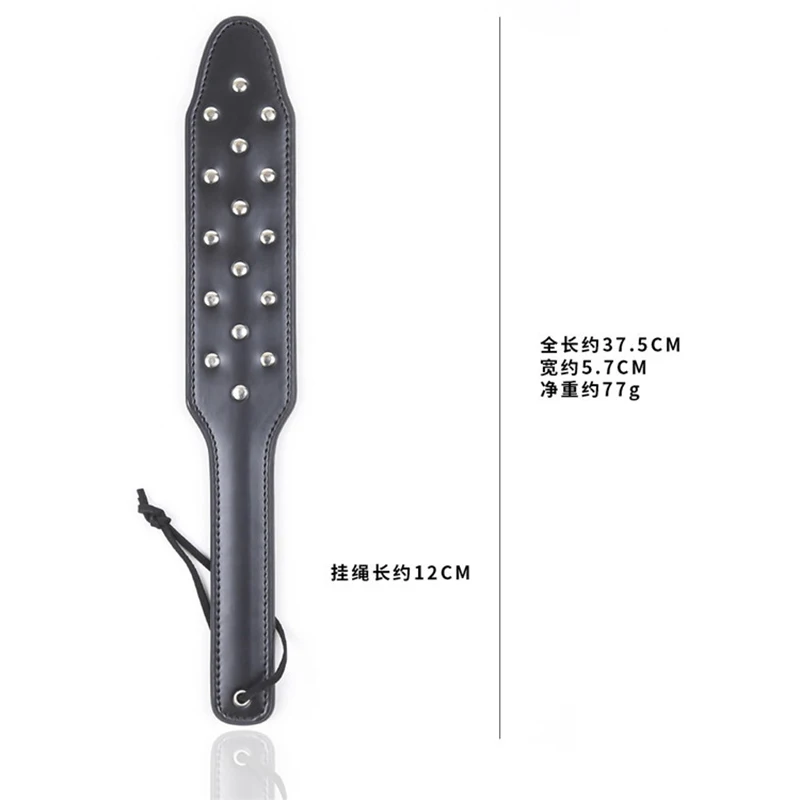 37.5cm Rivet Inlay Leather Paddle Riding Crops Flogger Horsewhips Spikes Spanking Paddle Slapper Riding Spurs
