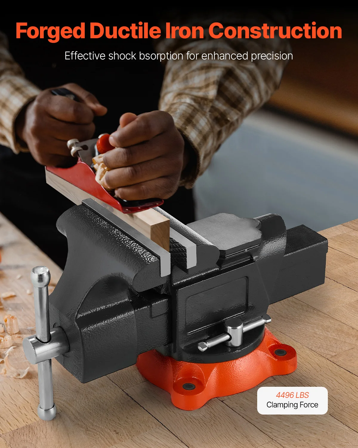 SucceBuy Bench Vise 5"/5.5"/8" Jaw Width Multipurpose Vise with 360° Swivel Locking Base Vise with Anvil for Clamping Round Pipe
