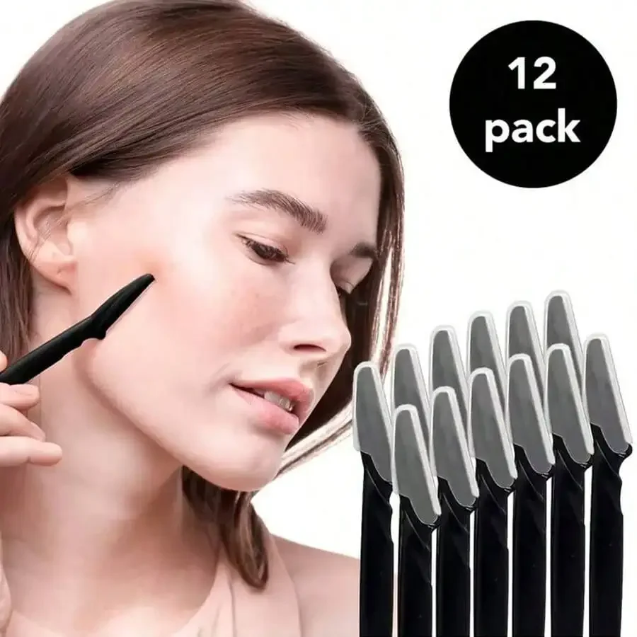 6/12pcs Rasoio per sopracciglia Shaper Rasoi Trimmer per donne e uomini Viso Depilatori Multiuso Esfoliante Viso Rasoio Nero