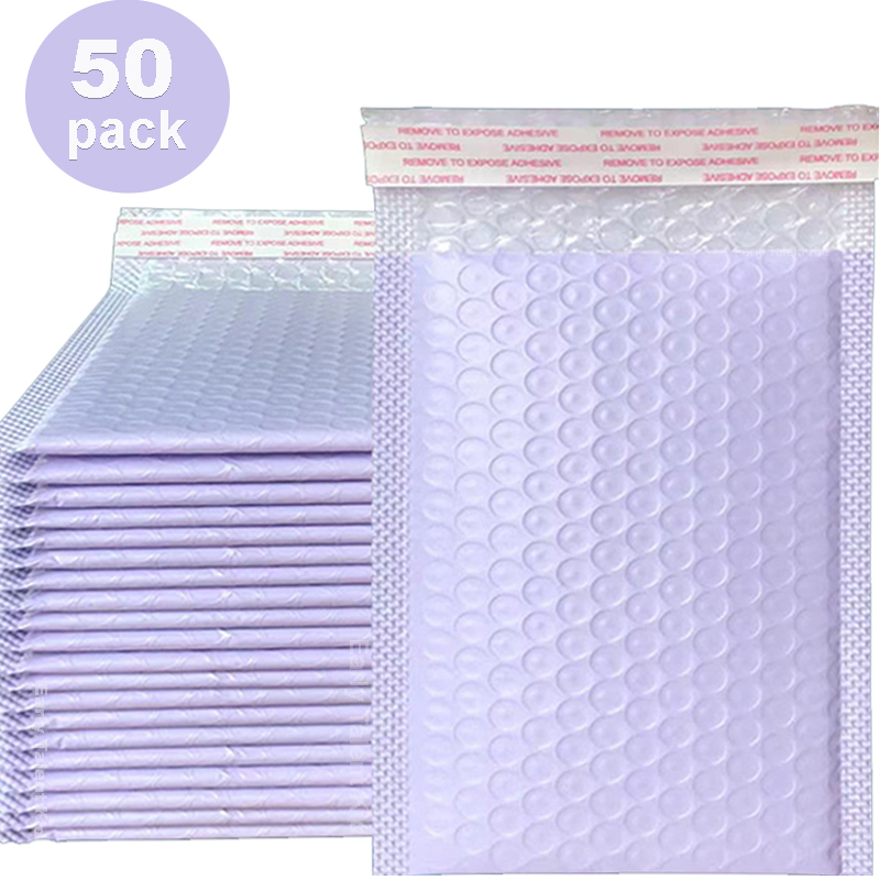 Paquete de 50 sobres de burbujas, bolsas de embalaje moradas/coloridas, sobres rellenos autosellados, embalaje de envío, protección anticaída