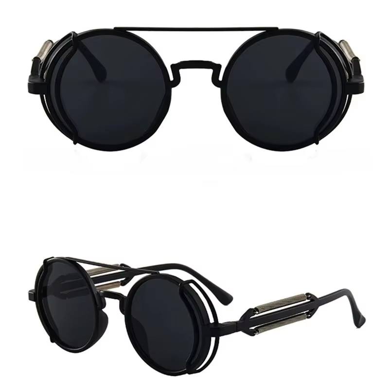 Oude metalen Steampunk Flip-zonnebril Flip heren- en damesmode ronde frames