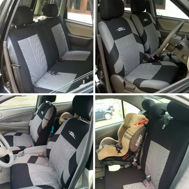 AU-UTH-Ensemble de Housses de Siège de Voiture Brodées, Protection Universelle Adaptée à la Plupart des Voitures, avec un Style Track Tatif