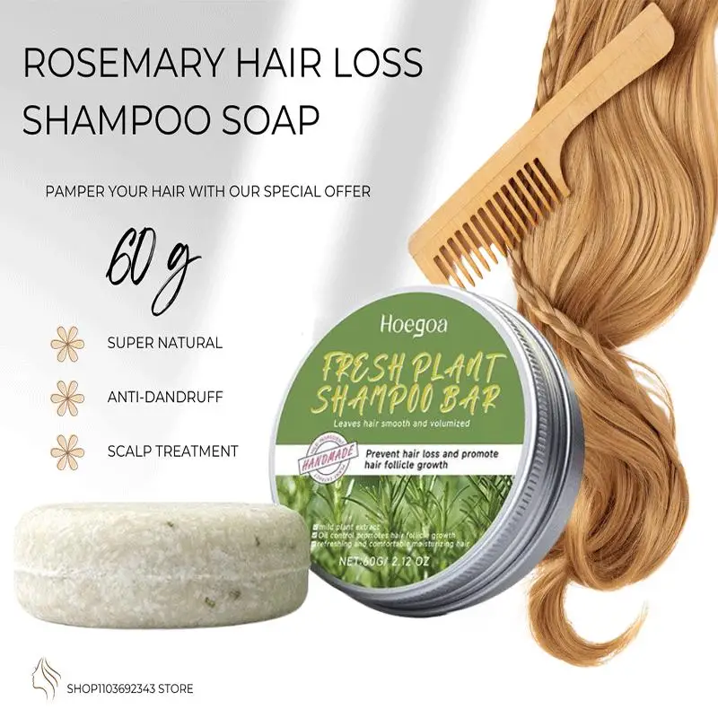 Rosemary-shampoo queda de cabelo, limpeza profunda para massagem do couro cabeludo, queda de cabelo, cabelo seco e danificado tratamento