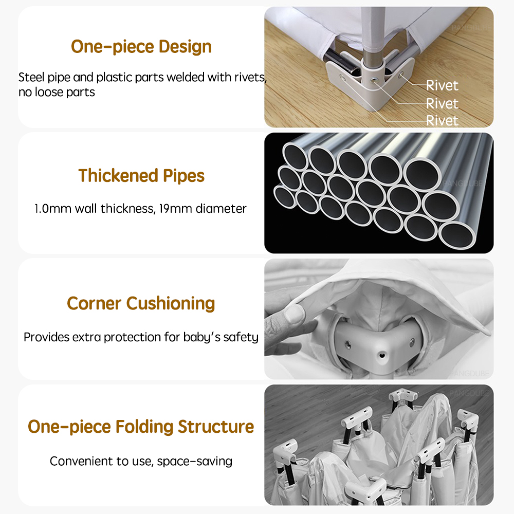 PANGDUBE พับสนามเด็กเล่นเด็ก Playpen เด็กแบบพกพากิจกรรมรั้ว Thicken ท่อและผ้าเล่นปากกาสําหรับเกมเด็ก Park