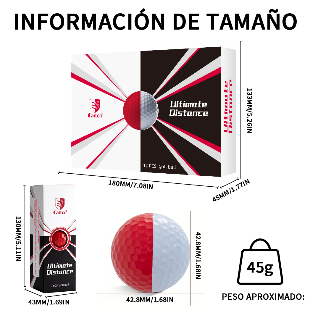 Caiton 12/6/3 Uds pelota profesional de tres capas de alto rebote, fácil de tocar de larga distancia, pelota de Golf de Control de competición profesional