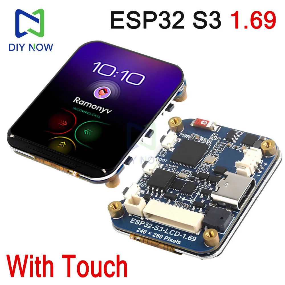 ESP32-S3 Placa de desarrollo de pantalla LCD táctil IPS de 1,69 pulgadas 240 × 280 ST7789V2 Módulo de pantalla SPI y sensor de 6 ejes para Arduino
