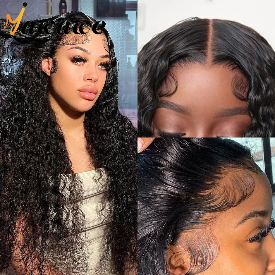 YAWAWE Parrucca Glueless Pre-Bandeggiata Capelli Umani Pronti da Indossare Parrucche Frontali in Pizzo Pre-pizzicate Onda d'Acqua per Le Donne Parrucche Ricci in Pizzo HD